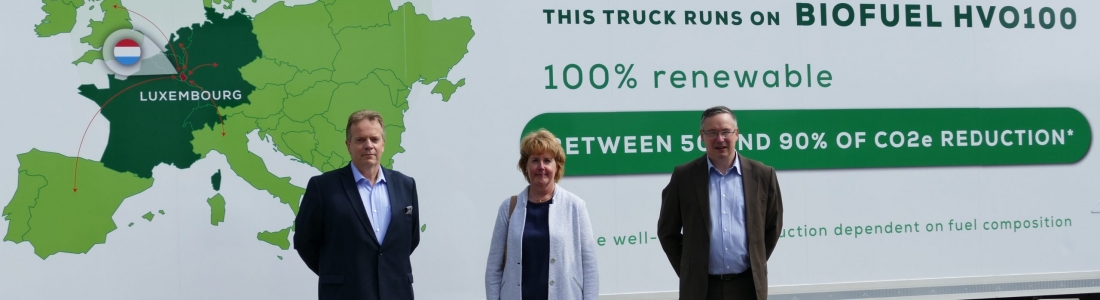 Arthur Welter Transports met à disposition de Bolloré Logistics Luxembourg un camion alimenté en biocarburant fourni par TotalEnergies Arthur Welter Transports met à disposition de Bolloré Logistics Luxembourg un camion alimenté en biocarburant fourni par TotalEnergies